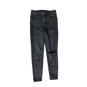 American Eagle Next Level Stretch Jeans Womens Size 8 Regular Black Distressed